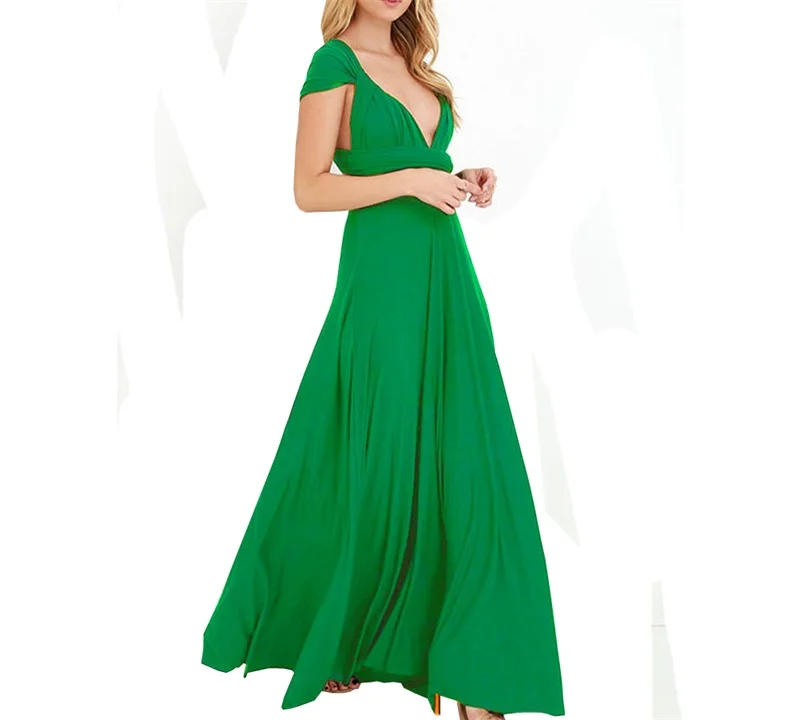 

Sexy Women Multi color Wrap Convertible Boho Club Green Dress Bandage Long Dress Party Bridesmaids Infinity Robe Longue Femme
