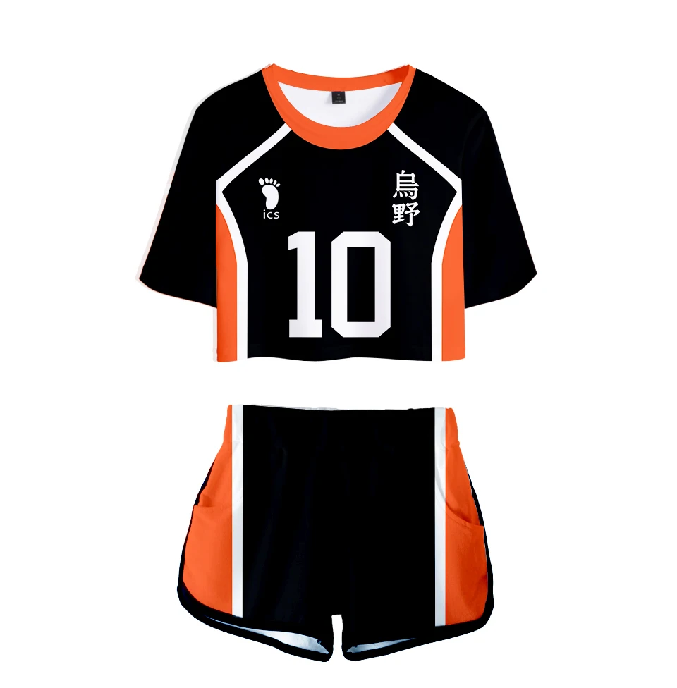 Volleyball Junior Digital Haikyu!! Suit Sportswear Two-Piece Peyton Moremeer Sexy Short Top and Mid-Rise Shorts Summer Fashion