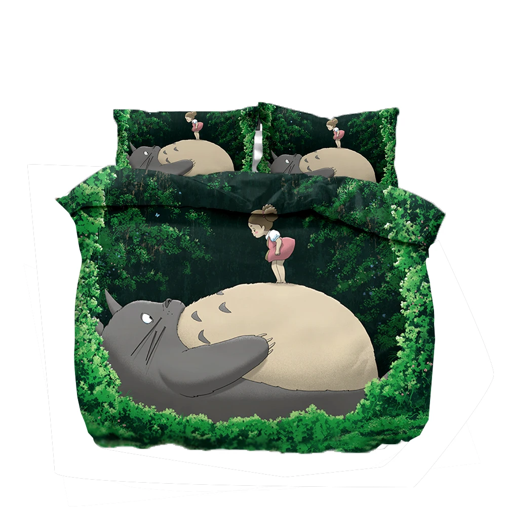 Japan Neighbor Totoro Bedding Set Duvet Cover Set Bedding Set Luxury Twin Full Queen King Size Comforter Set Bed Set Dropshippin