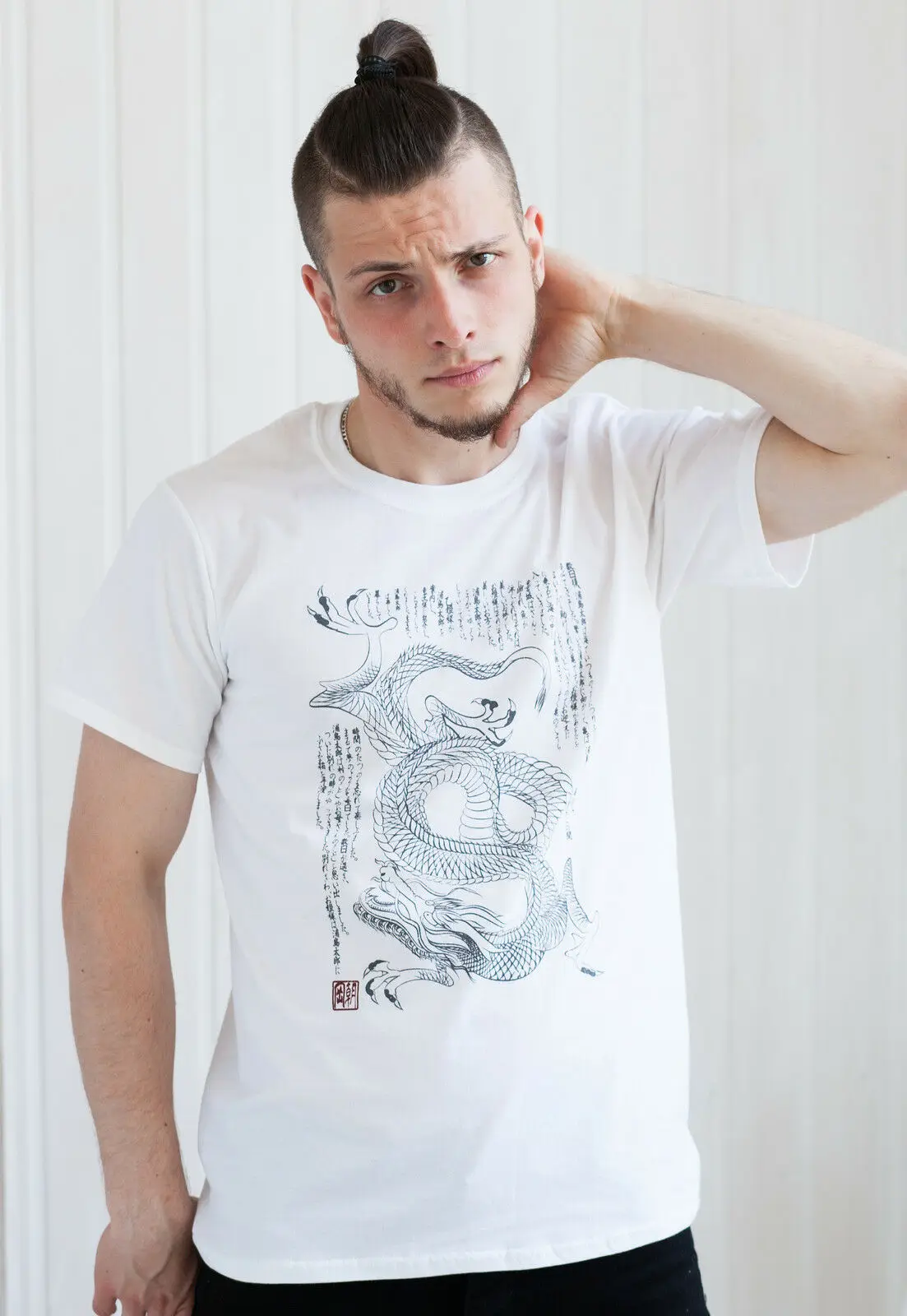 Japanese T Shirt Dragon Japan Kanji Calligraphy Martial Arts Yoga Tokyo Mens Tee | Мужская одежда