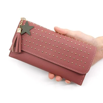 

Women Wallet New Retro Rivet Tassel Waterproof Multifunction Female Hasp Cute Ladies Wallet Purse Phone Pocket