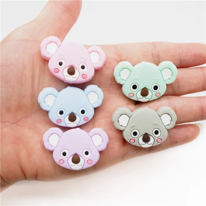Chenkai 10PCS Silicone Koala Teether Beads DIY Animal Teething Necklace Beads For Baby Dummy Cartoon Pacifier Toy Accessories
