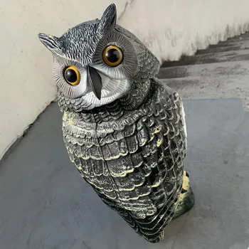 

Owl Decoy Scarecrow Rotating Head Hunting Decoy Pest Repellent Garden Protector Owl Decoy 360 Rotate Head to Scare Birds