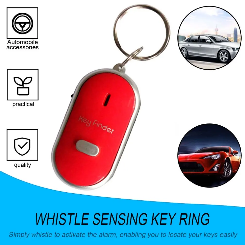 Anti-Lost Key Finder Smart Find Locator Keychain Whistle Beep Sound Control LED Torch Portable Car Key Finder