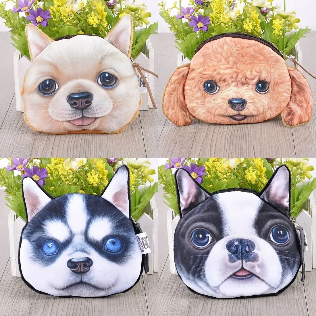 Милый плюшевый Кошелек для монет с 3D лицом собаки кошельки кошелек мультяшными