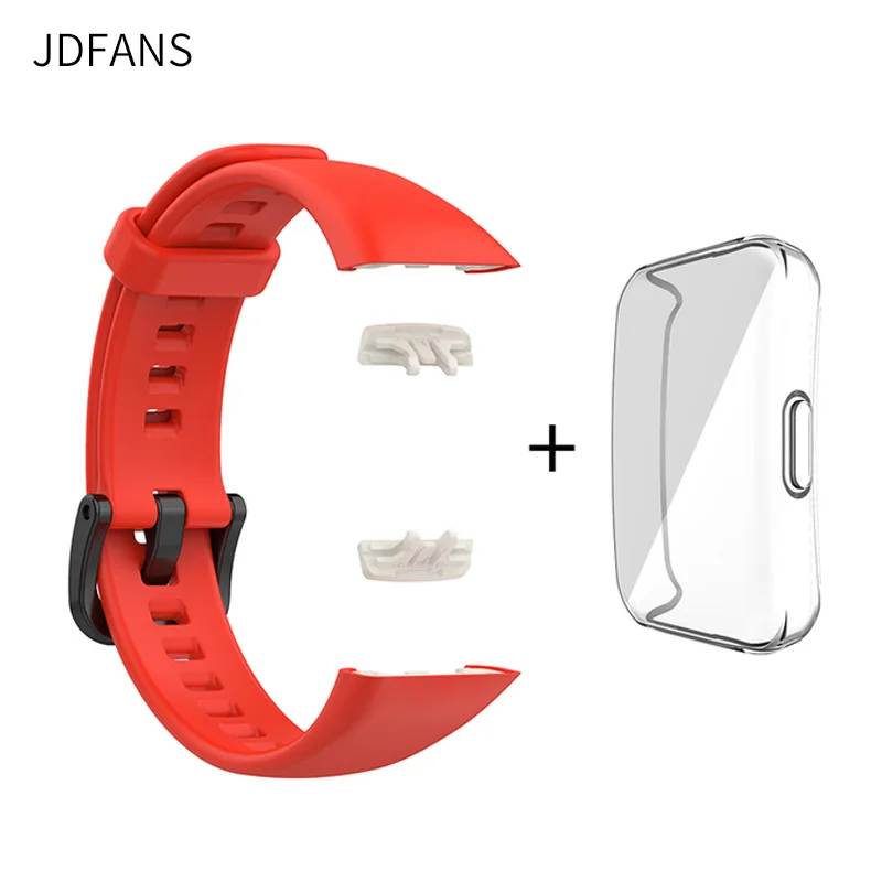 Replacement Strap For Huawei Band 6 Silicone Watch Honor With TPU Full Screen Protector Case black band | Наручные часы