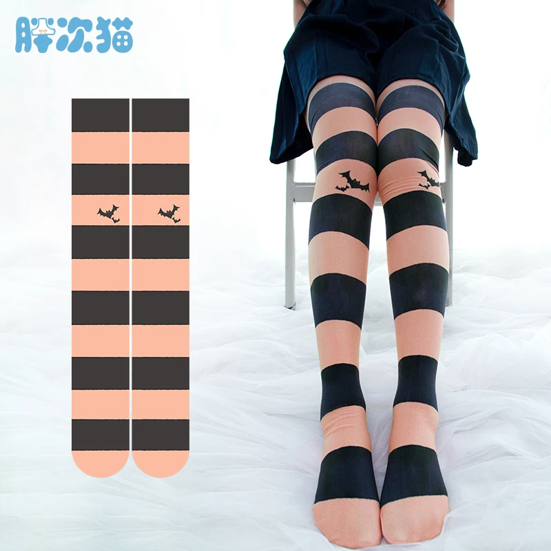 

Anime Halloween series Wing of bat Printed Stocking Lolita Girls Stockings Velvet Long Stocking Women's Overknee Cosplay