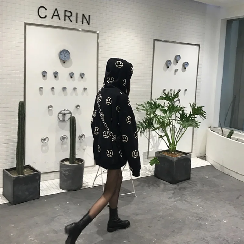 Зимняя Новая мода плюс бархатная утепленная толстовка с капюшоном ulzzang Harajuku свободная уличная хип-хоп голова Повседневная Женская толстовка