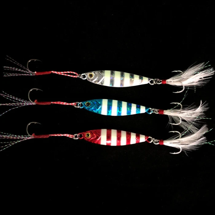 2Pcs Metal Lead Fish Jig Fishing Lures Luminous Bait Jigging&T8