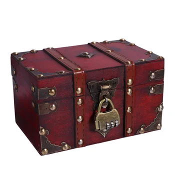 

1 Pc Vintage Wooden Box Creative Jewelry Storage Box with Lock