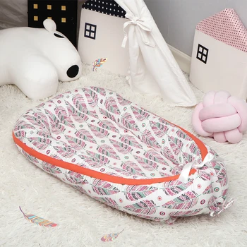

80*50cm Bionic Baby Bed Portable and Washable Crib Travel Sleeping Bed Newborn Baby Cot in Cotton Colorful Baby Nest