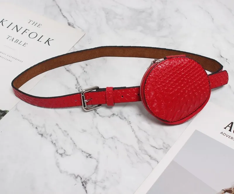 red SeeBeautiful Новая мода осень зима металлическая пряжка Съемная искусственная кожа мини круглая сумка Пояс ремни для женщин N979 - Цвет: red