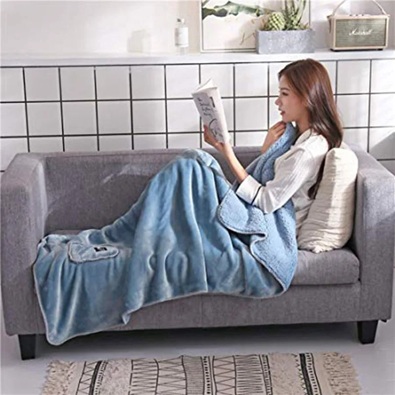 astounding  Women Fleece Jacket Plush Blanket Soft Throw Scarf Coat on Sofa Bed Plane Travel Cashmere Portable 