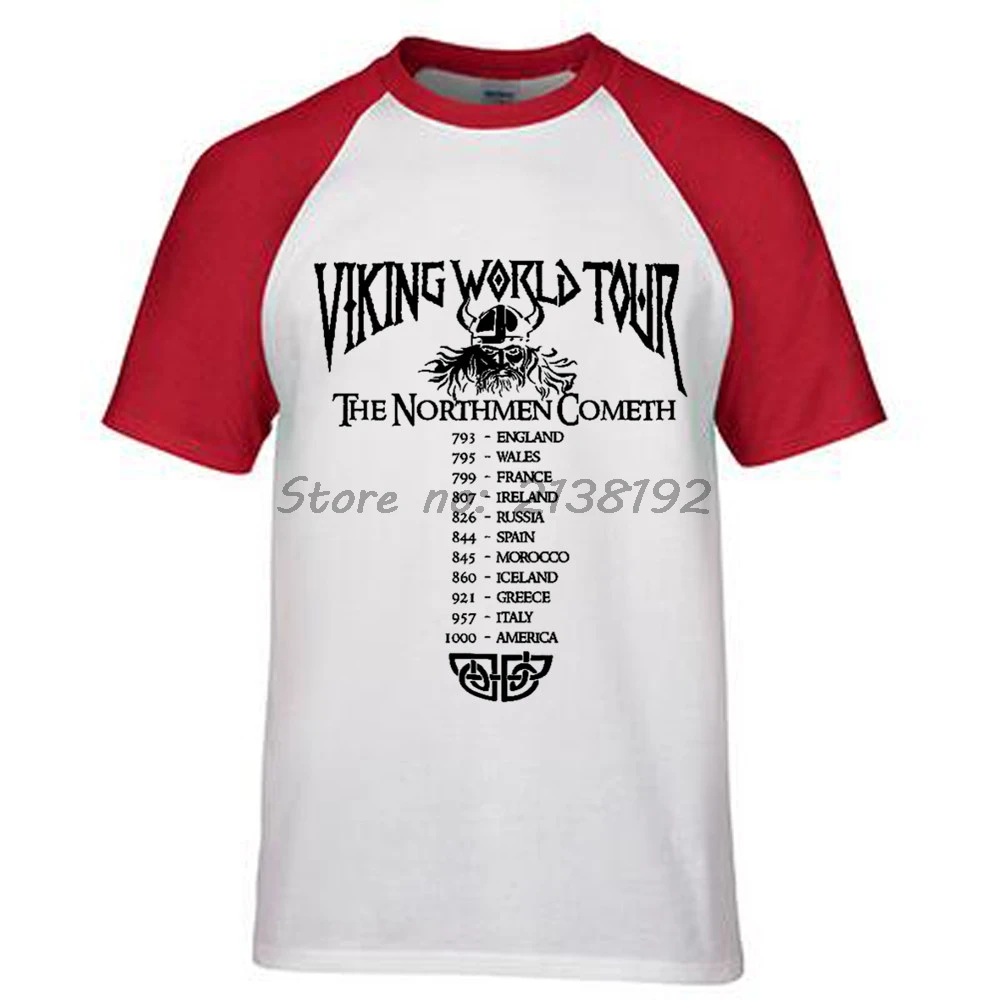 same as picture VIKING WORLD TOUR Хлопковая мужская футболка брендовая модная футболка мужские топы ODIN THOR RAGNAR NORGE VALHALLA - Цвет: same as picture