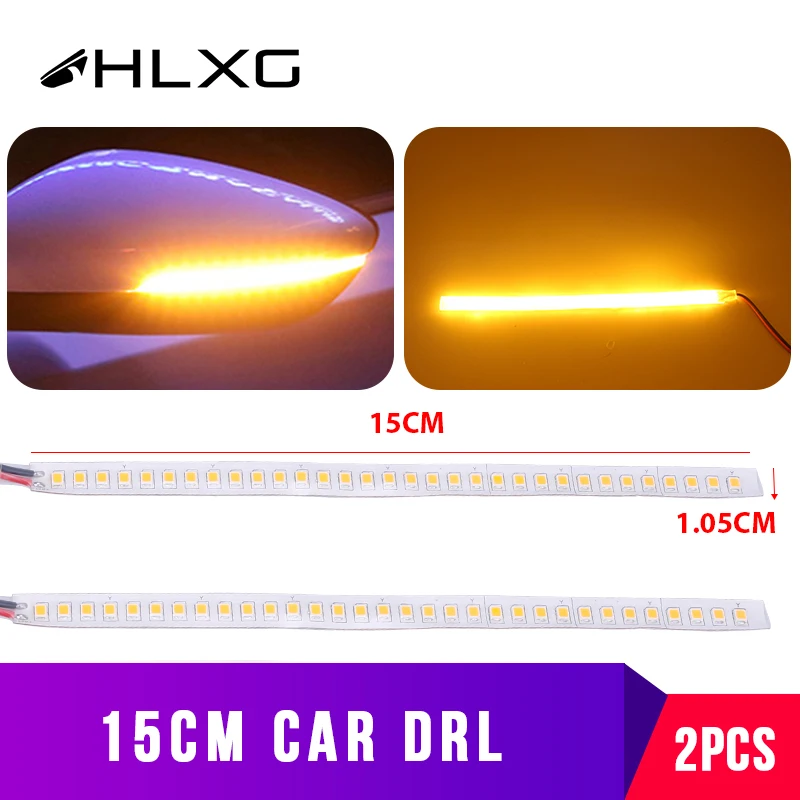

2Pcs Auto Rear Mirrors Flexible Flowing Turn Signal Light Strip Amber 12V Rear View Dynamic Turn Signal Car Led Strip Light HLXG
