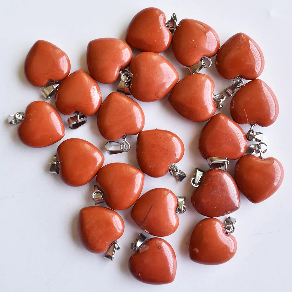 

2020 New fashion top quality natural red stone heart shape pendants for jewelry making 16mm 50pcs/lot Wholesale free shipping