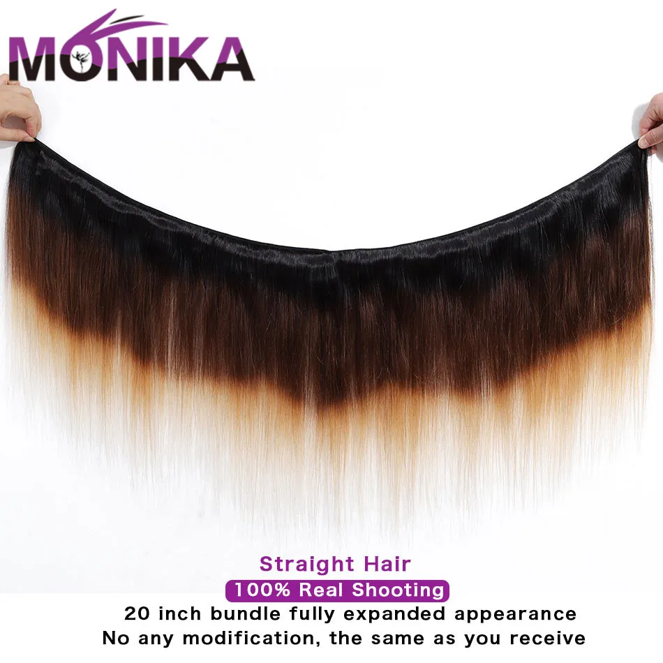 Monika, Омбре, волнистые бразильские прямые волосы, пряди, человеческие волосы, медовый блонд, пряди T1B/#27/#30/99J, цветные пряди, не Реми