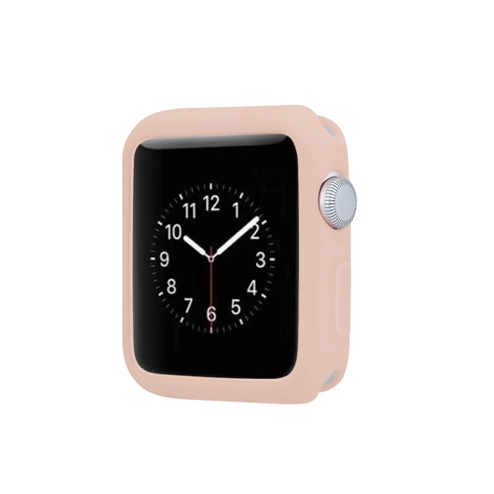 Мягкий силиконовый чехол-бампер для Apple Watch серии 1 2 3 защитная рамка для iWatch 4 5 40 мм 44 мм 42 мм 38 мм ТПУ оболочка 42 мм - Цвет: Розовый