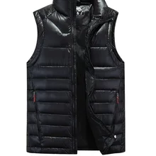 Пуховый жилет Повседневный стиль зимняя мужская одежда однотонный кардиган молодежный популярный жилет на утином пуху со стоячим воротником