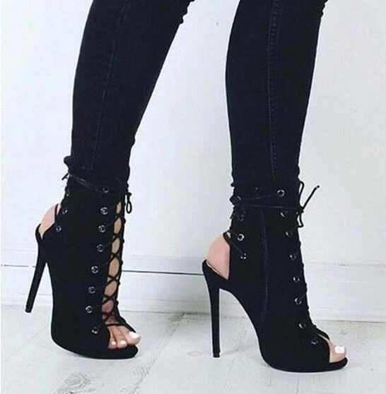 Christian Louboutin Black Spiked Leather Guerilla Peep Toe Slouchy Ankle  Boots Size 39 Christian Louboutin | TLC