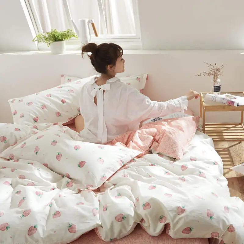 Four pieces cotton naked sleep skin 4 sheets quilt bedding - Цвет: 4