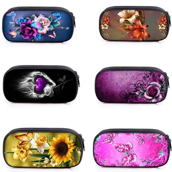 

Beautiful flowers fashion pencil bag boys high quality nylon pencil case children school supplies stationery