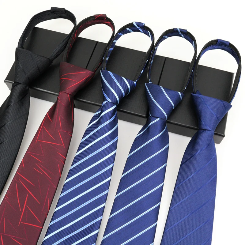 

Classic Zipper Ties For Men 8 CM Business Wedding Party Necktie High Quality Dress Suit Striped Tie Men's Gift