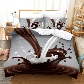 

Chocolate Milk Bedding Set Bedroom Decor 100% Microfiber Hypoallergenic Zipper 1PC Duvet Cover with Pillowcases No Comforter