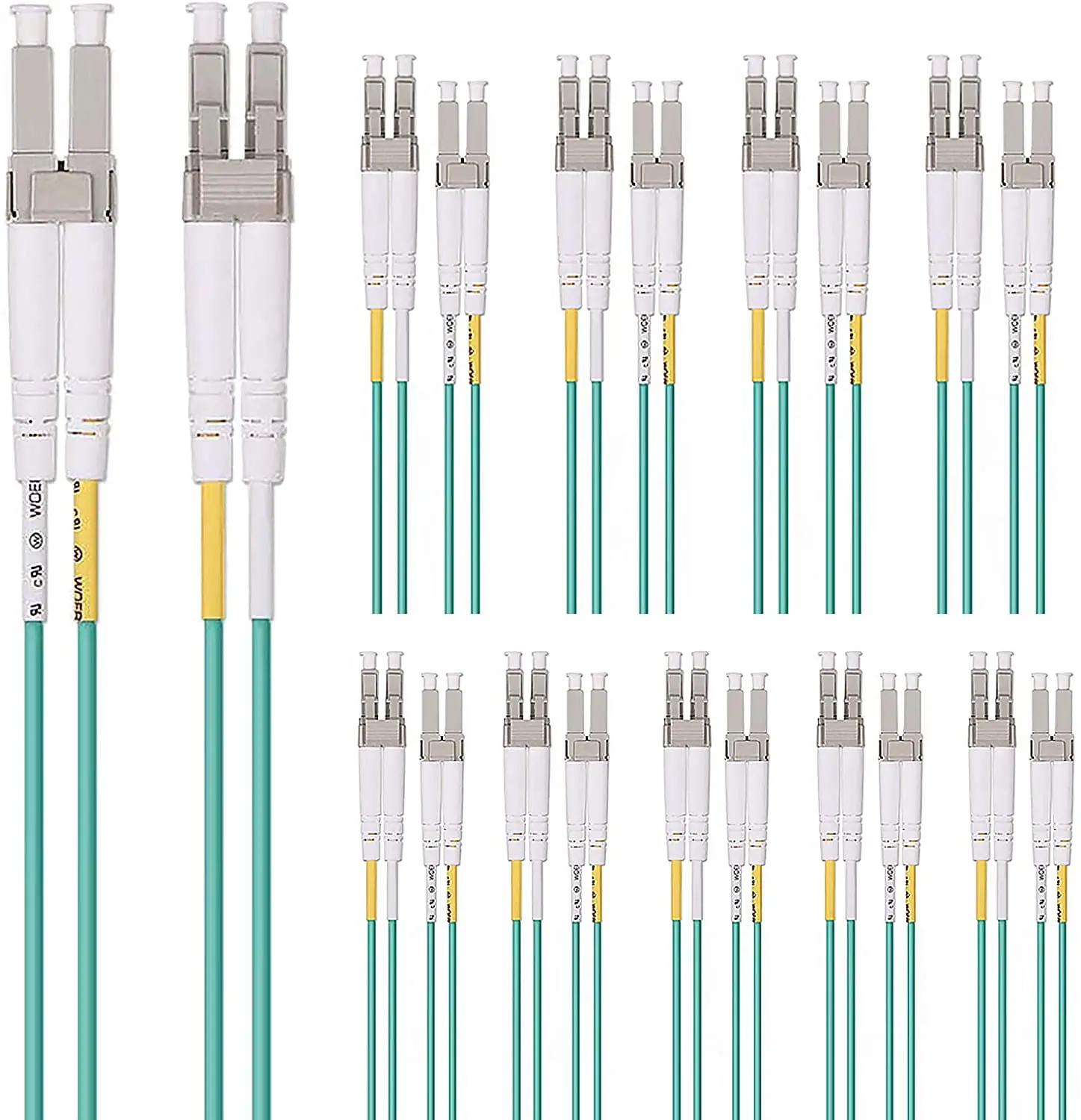 10-pces-om3-lc-ao-cabo-de-remendo-otico-da-fibra-de-lc-50-125-multi-modo-frente-e-verso-lszh-3m