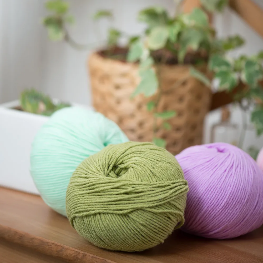 5 шариков * 50 г ручная вязка хлопчатобумажная нить молочного цвета для вязальной