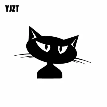 

YJZT 15.4X10.3CM Funny Vinyl Decal Animal Decor Humorous Cat Sticker Catoon Decoration Black/Silver C24-1752