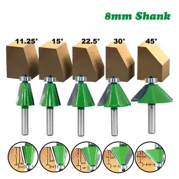 

8mm Shank 11.25/15/22.5/30/45 Degree Tenon Router Bit For Wood Jointed Bit Woodworking Milling Cutter CNC Tool Bit