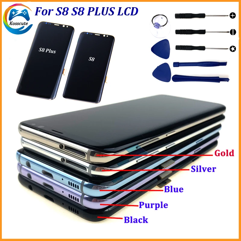 ЖК+ рамка для SAMSUNG Galaxy S8 дисплей S8 Plus G950 G950F G955 G955F кодирующий преобразователь сенсорного экрана в сборе
