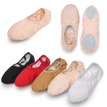 USHINE quality professional Children dance slippers adult canvas soft Sole yoga gym ballet shoes girls woman man ballerina