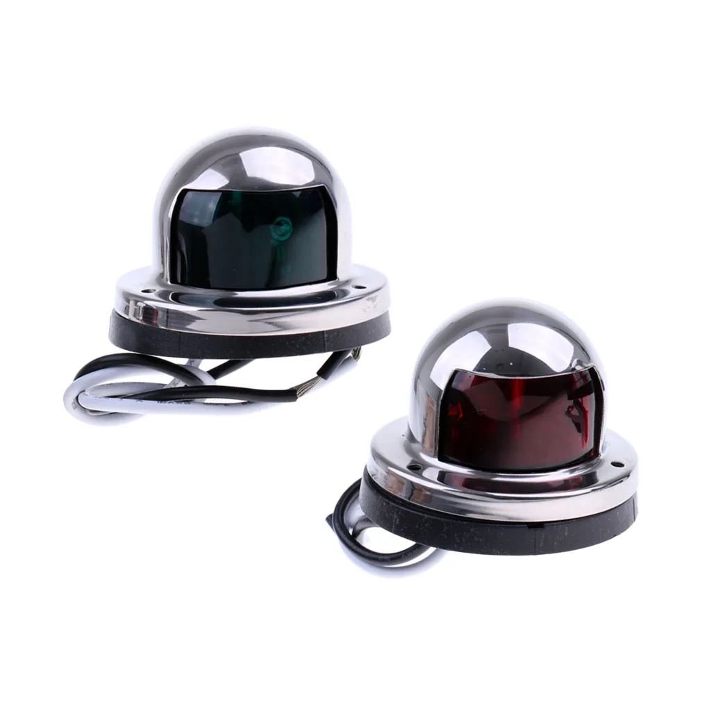 2Pcs Marine Boat Yacht Light 12V Stainless Steel LED Bow Navigation Lights for Sports Outdoors Starboard Light Red Green