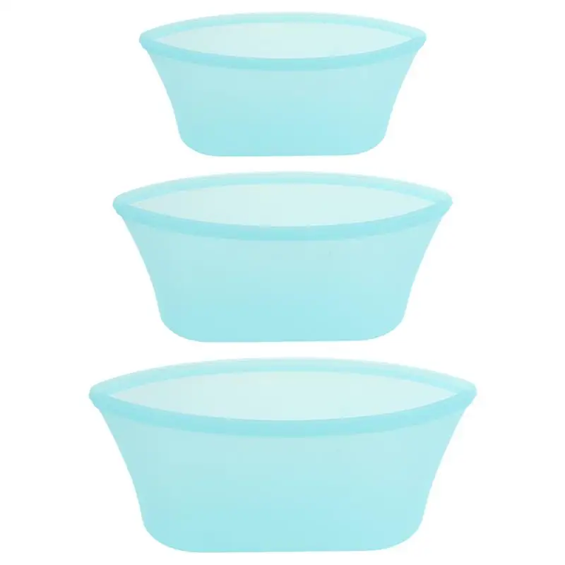 

3 Pcs Silicone Food Storage Container Zipper Keep Food Fresh Bag Easy to Clean Storage Bag Leakproof Reusable Stand up Organizer