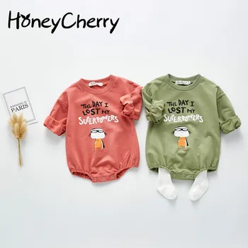 

Korean Infant Spring Baby girl Bodysuit Long Sleeve Printed One-piece Clothes For boy Pure Cotton Bodysuit Suit