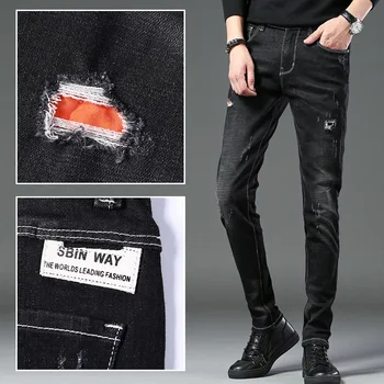 

Special Repair Body Elastic Force Feet Student Jeans Men's Pants