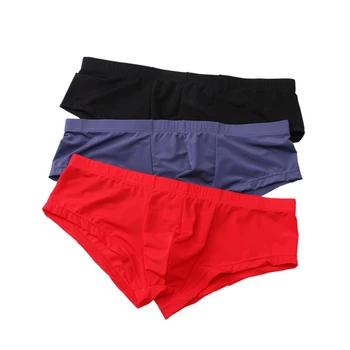 

Men's Underwear Sexy Transparent Briefs Thongs Pouch Low Waist Male Underpants Solid Color Comfortable Soft Breathable Panties