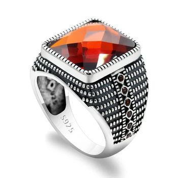 

Vintage 925 Sterling Silver Red Garnet Stone Ring for Women Men Symbol of Peace and Eternal Love Jewelry Couple Anniversary Gift