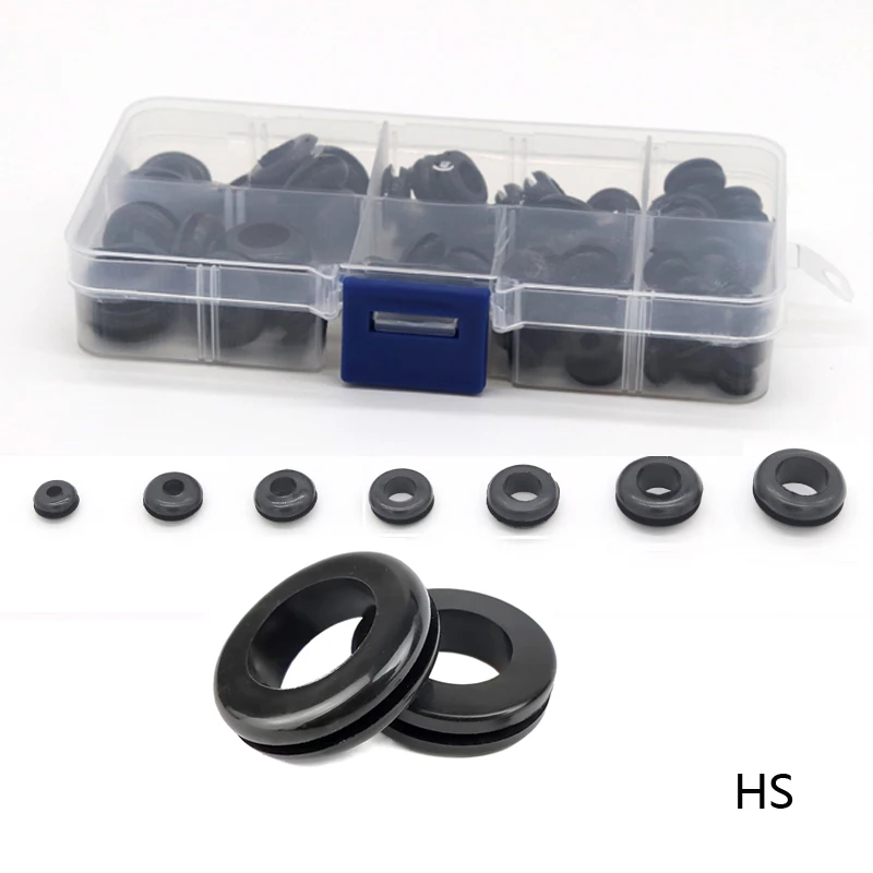

88pcs Waterproof Protect Wire Tool 7 Sizes Set Sealing Rubber Cables Grommet Kit Electrical Plugs Conductor Gasket Ring