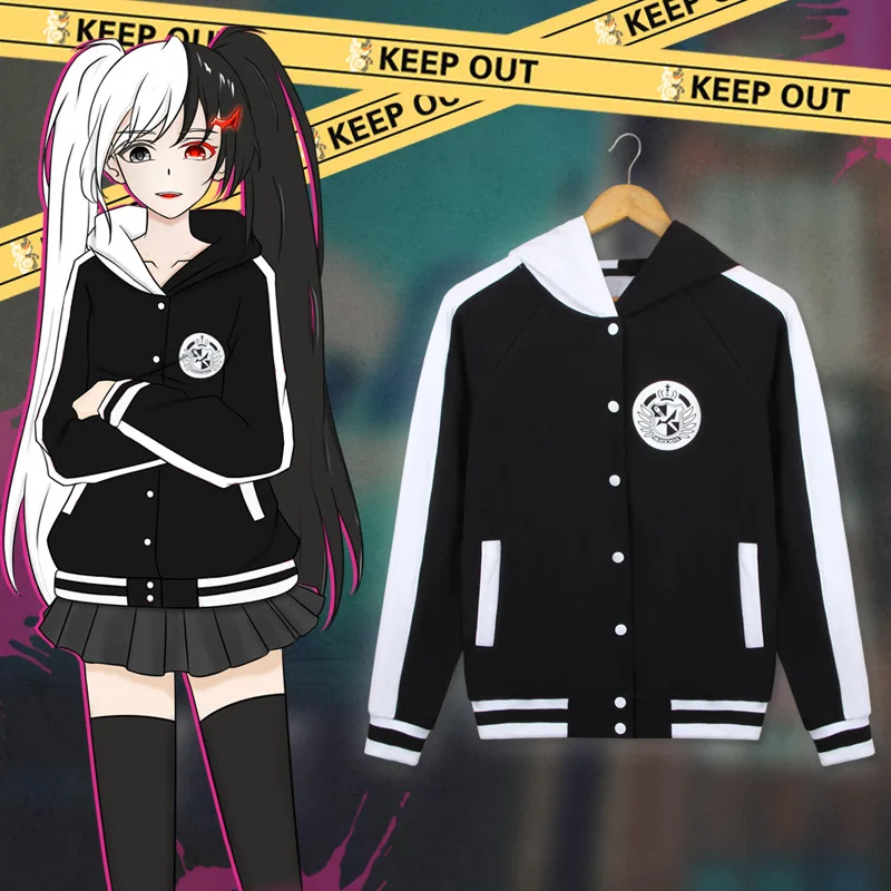 Naleftright Danganronpa Hoodie Anime Monokuma Cosplay Costume Jacket Black & White Bear Sweatshirts for Adults and Kids