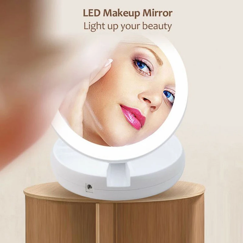 

LED Lighted Folding Makeup Mirror Magnifying Mirror With Lights Vanity Table Stand Mirrors Foldable Mirror Drop Ship