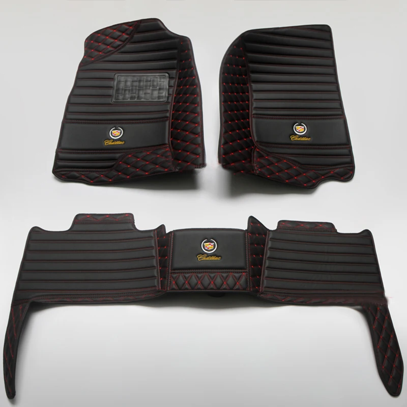 Подходит для всех моделей Cadillac 2005-Escalade ATS CTS XTS SRX роскошный сшитый на заказ коврик для автомобиля аксессуары для автомобиля - Название цвета: Black and red