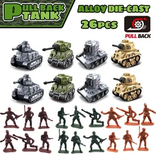 26pcs-Diecast Metal Tank Toys & Army Man, 1:64 Cars Toys Tank Toys, Metal Toy Car Tanks for Boys Kid Toddler Children Age 3 4 5