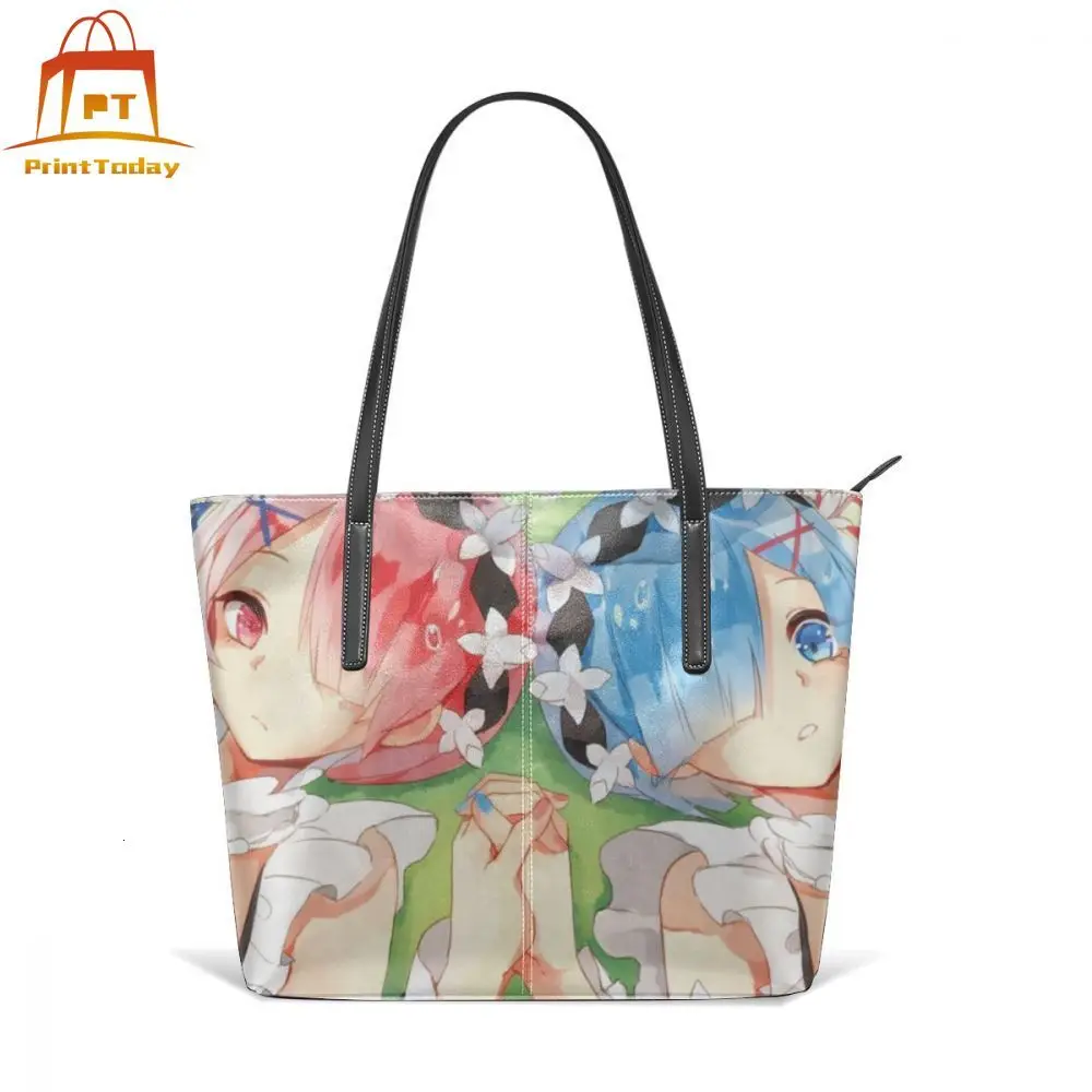 Re Zero сумка Ram And Rem сумки с верхней ручкой широкий школьный кожаный сумка трендовая женская с подростковым узором женские сумки
