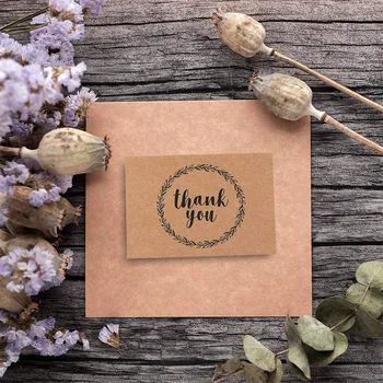 

120Pcs Thank You Greeting Cards Notes With Envelopes Blank Inside Kraft Brown Design Perfect For Wedding birthday Decoration