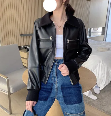 

2020 Women New Fashion Genuine Real Sheep Leather Jacket G37