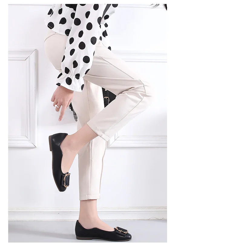 Flat Single Shoes Square Toe Shallow Mouth Metal Buckle Peas Shoes Soft Comfort Casual Shoes Fashion Oxford Bottom Women's Shoes