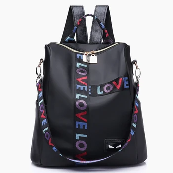 

Women Nylon School Bags For Teenage Girls Female Retro Letter Embroidery Backpacks Travel Backpack Mochila Feminina